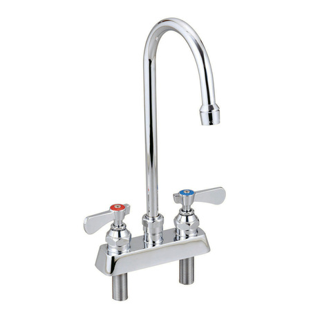 BK RESOURCES OptiFlow Solid Body Faucet, 5" gooseneck spout, 4" O.C. deck mount BKF-4DM-5G-G